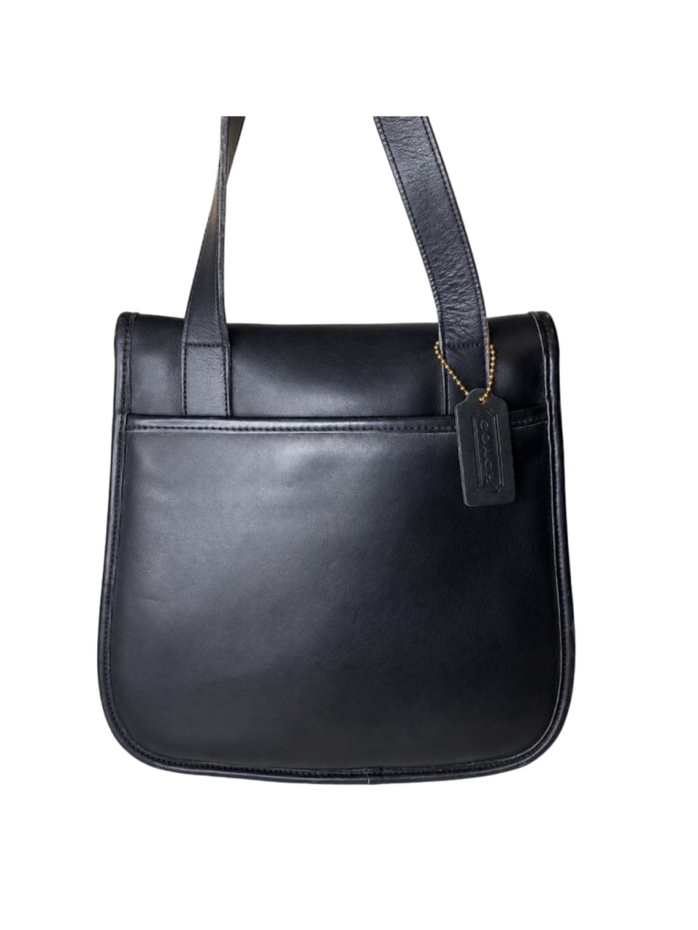 Vintage COACH Black Leather Large Side Pack Turn Lock Shoulder Bag USA 9979 - Picture 3 of 17